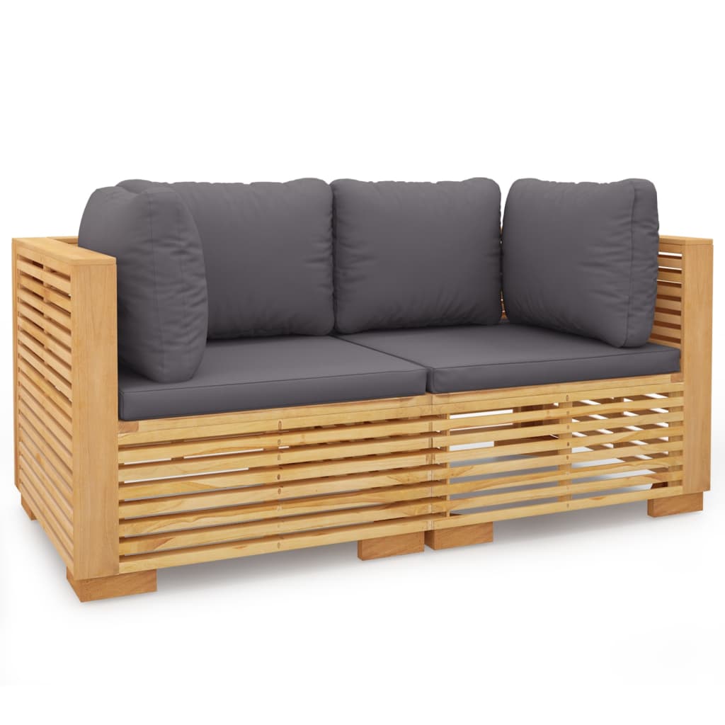 Garten -Ecksofas und Kissen 2 Stcs Massive Teakholzholz