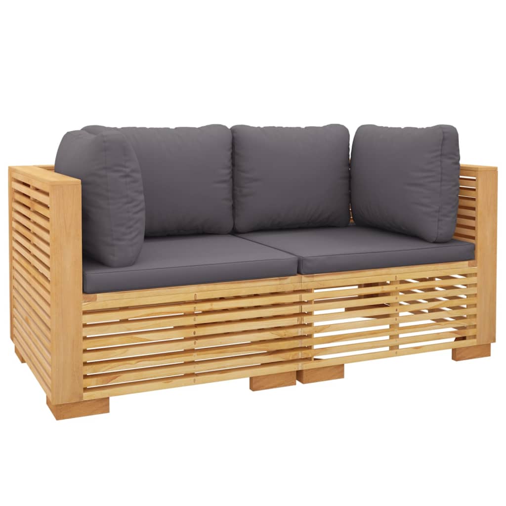 Garten -Ecksofas und Kissen 2 Stcs Massive Teakholzholz