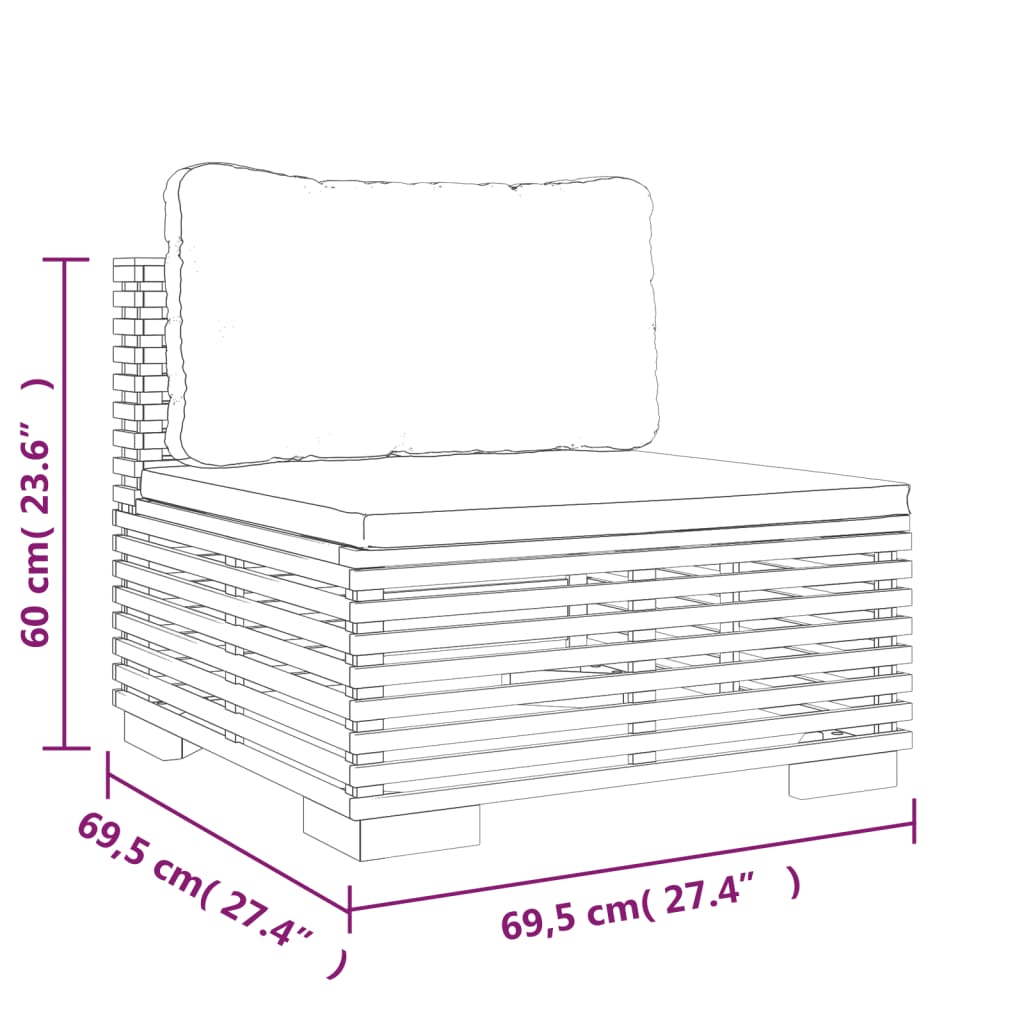 4 PCs Gartenmöbel mit soliden Teakholzholzkissen