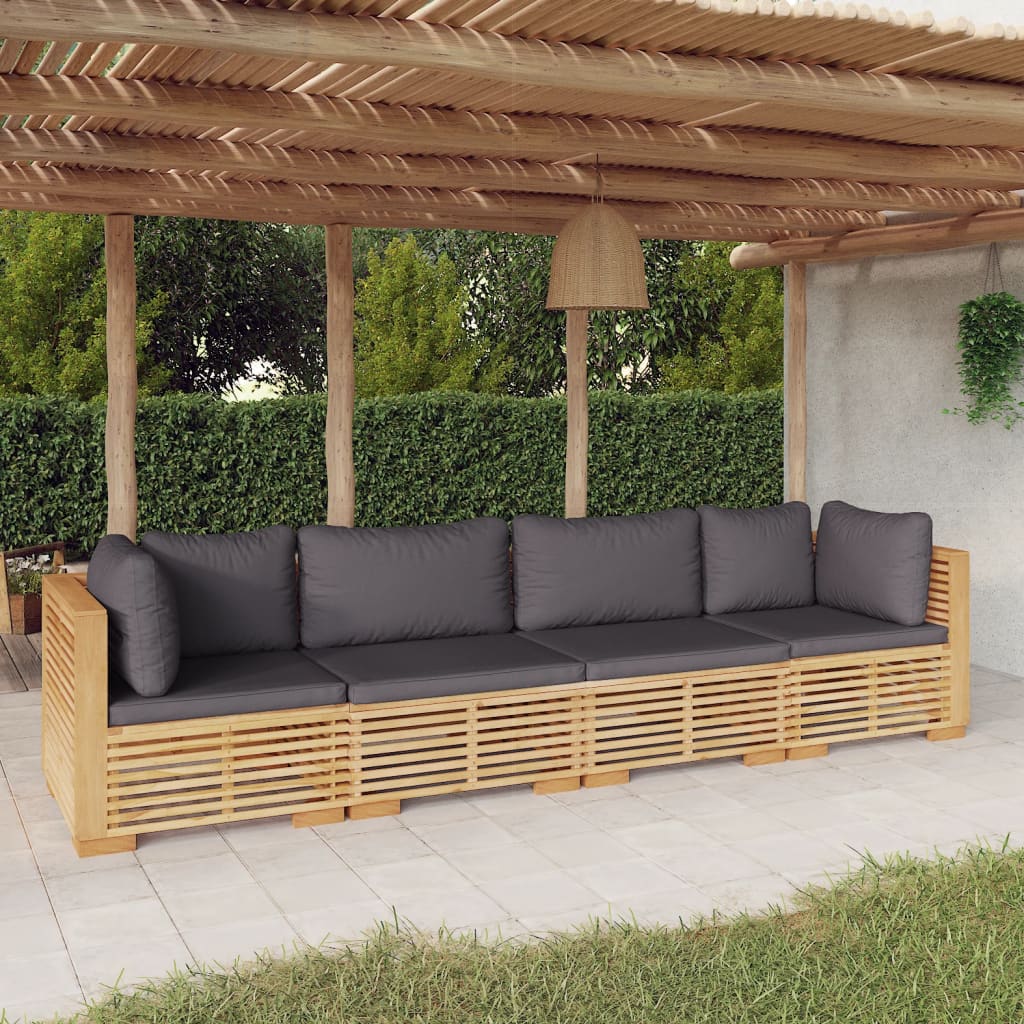 4 pcs garden furniture with solid teak wood cushions