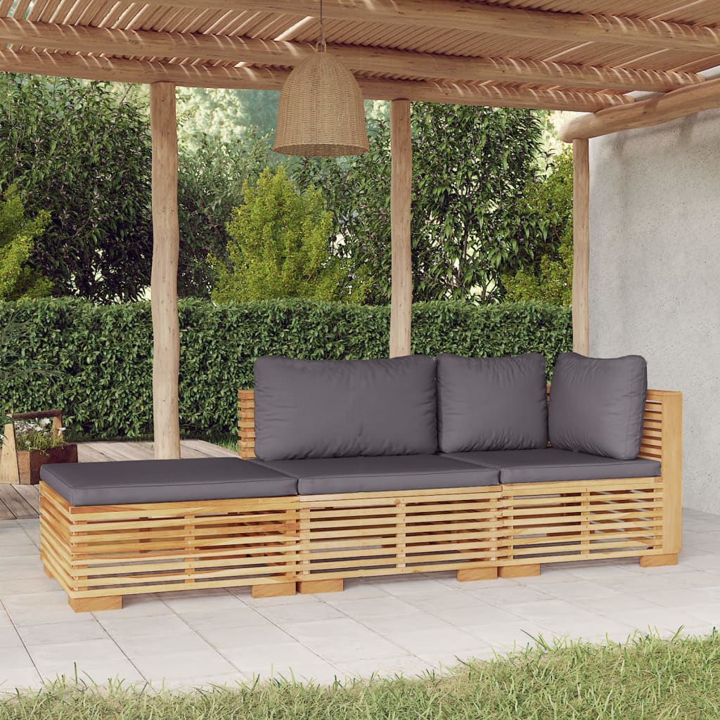 Mobili da giardino 3 pezzi con cuscini Legno massello di teak