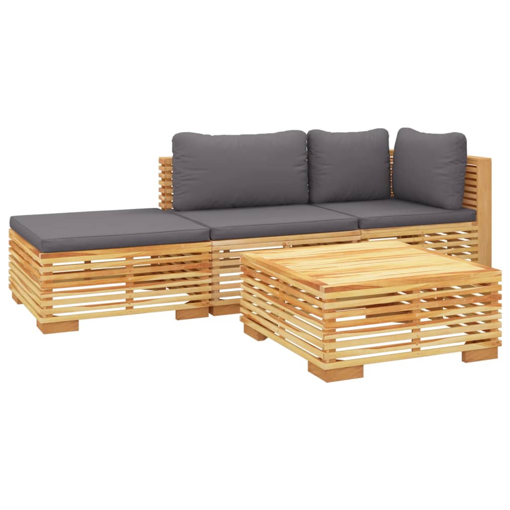 4 pcs garden furniture with solid teak wood cushions