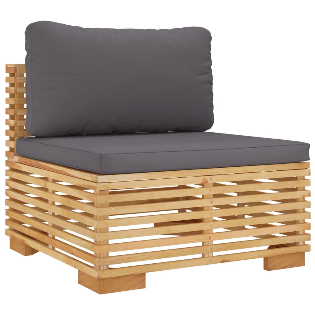 Salon de jardin 4 pcs avec coussins Bois de teck solide