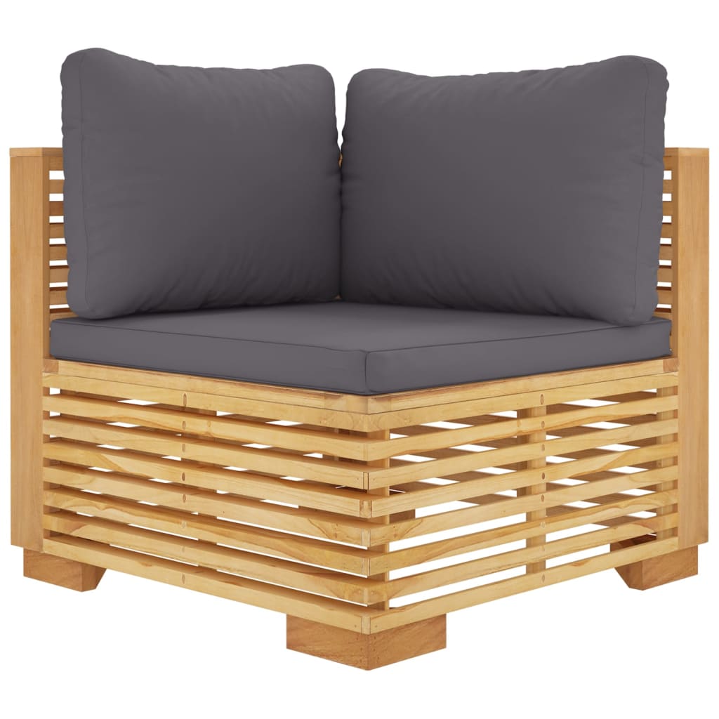 Salon de jardin 4 pcs avec coussins Bois de teck solide