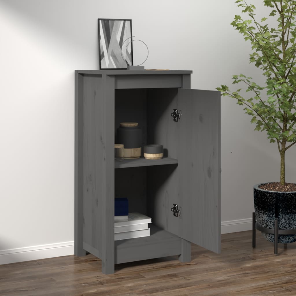 Buffet Gris 40x35x80 cm Bois massif de pin