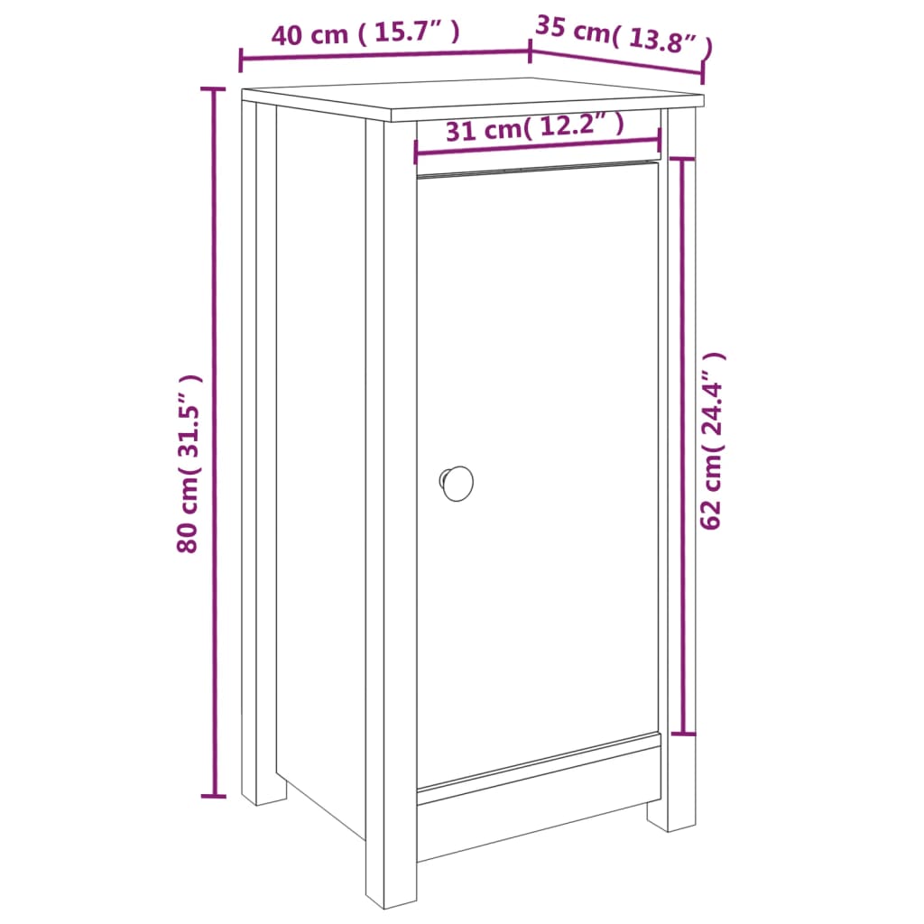 2 PC grigi PCS 40x35x80 cm in legno di pino solido