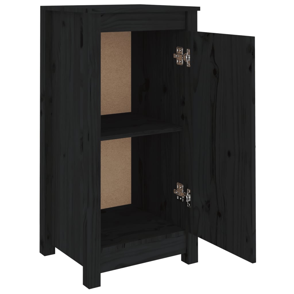 Buffets 2 pcs Noir 40x35x80 cm Bois massif de pin