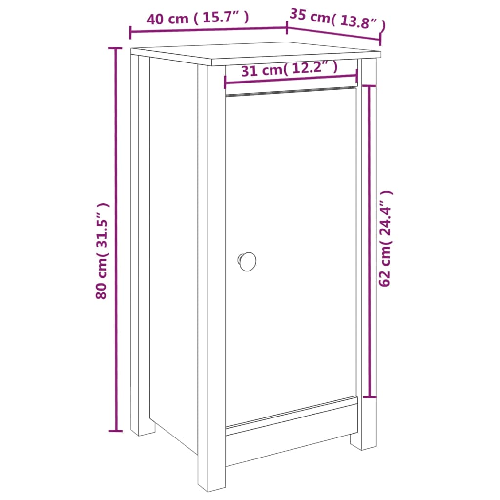 Buffets 2 pcs Noir 40x35x80 cm Bois massif de pin