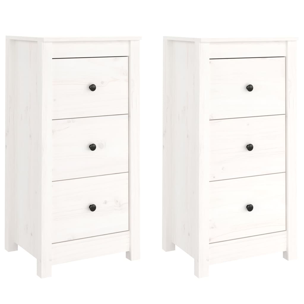 Buffets 2 pcs Blanc 40x35x80 cm Bois massif de pin