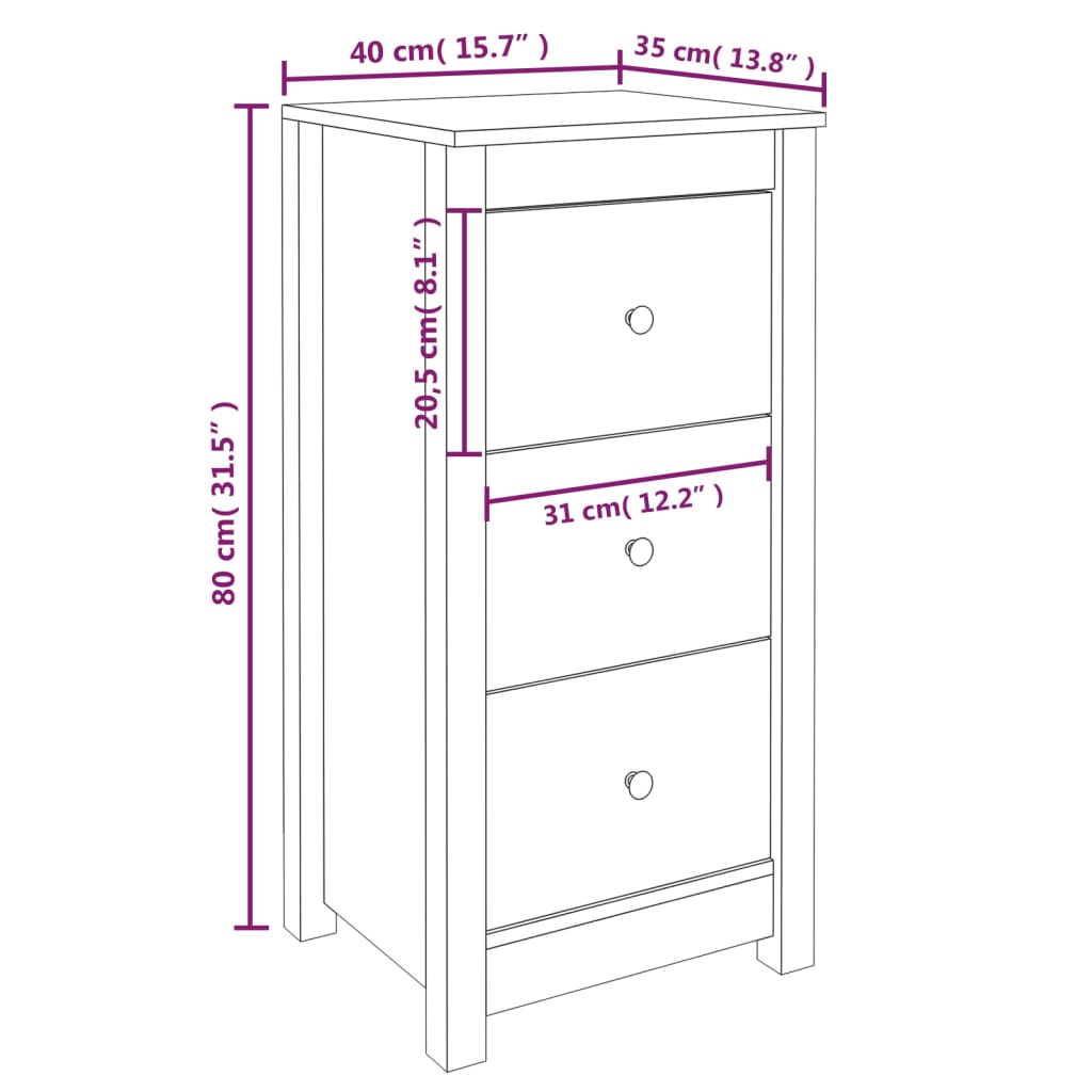 2 pcs white pcs 40x35x80 cm solid pine wood