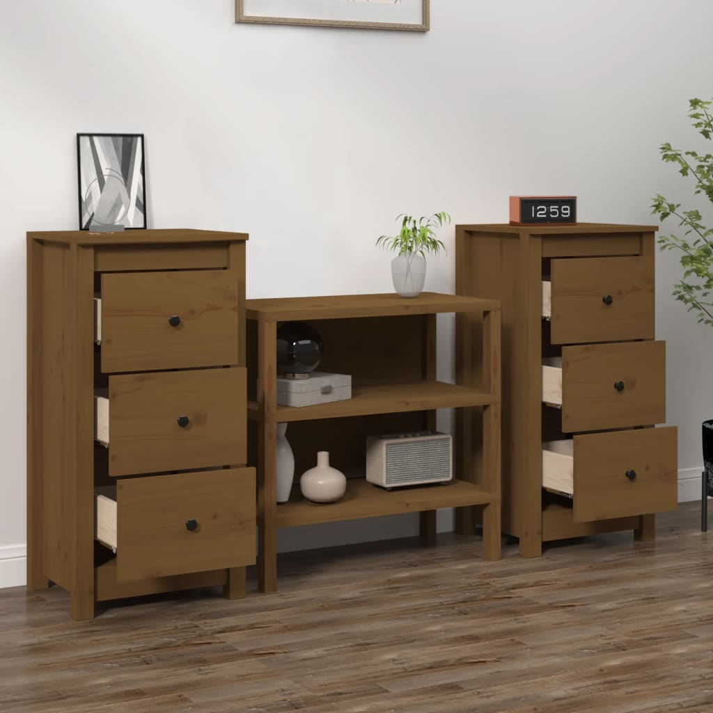 Buffets 2 pcs brown honey 40x35x80 cm solid pine wood