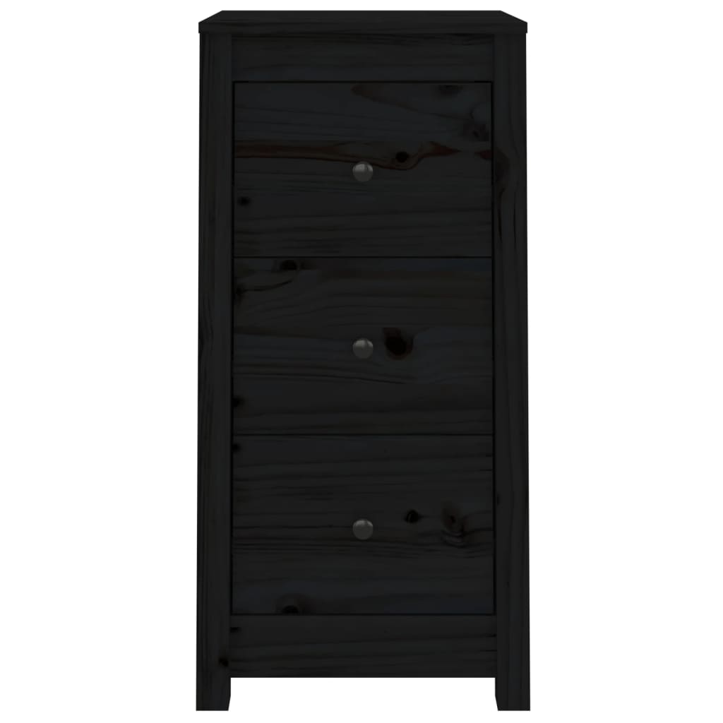 Buffets 2 pcs Noir 40x35x80 cm Bois massif de pin