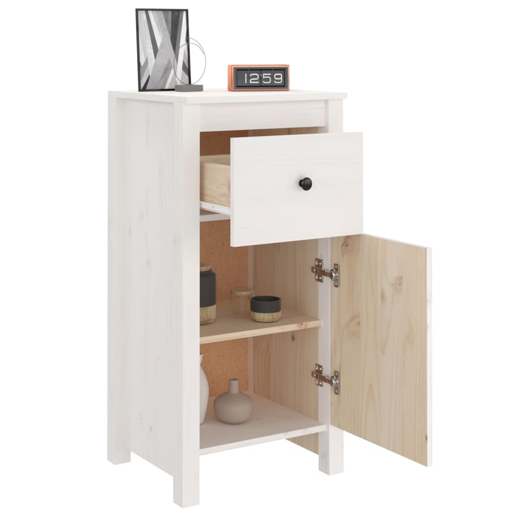 Buffet Blanc 40x35x80 cm Bois massif de pin