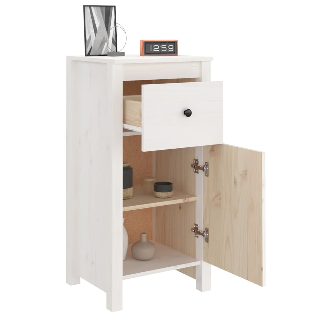 Buffets 2 pcs Blanc 40x35x80 cm Bois massif de pin