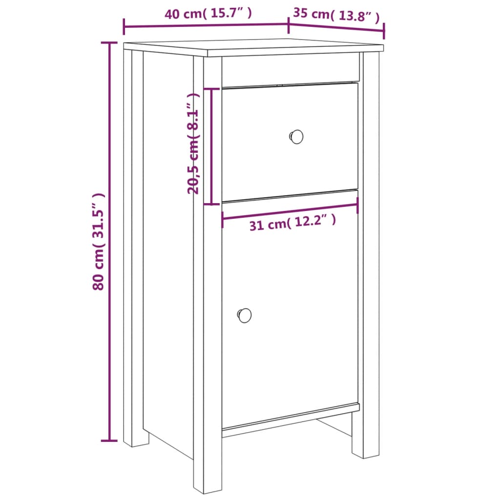 Black buffet 40x35x80 cm solid pine wood