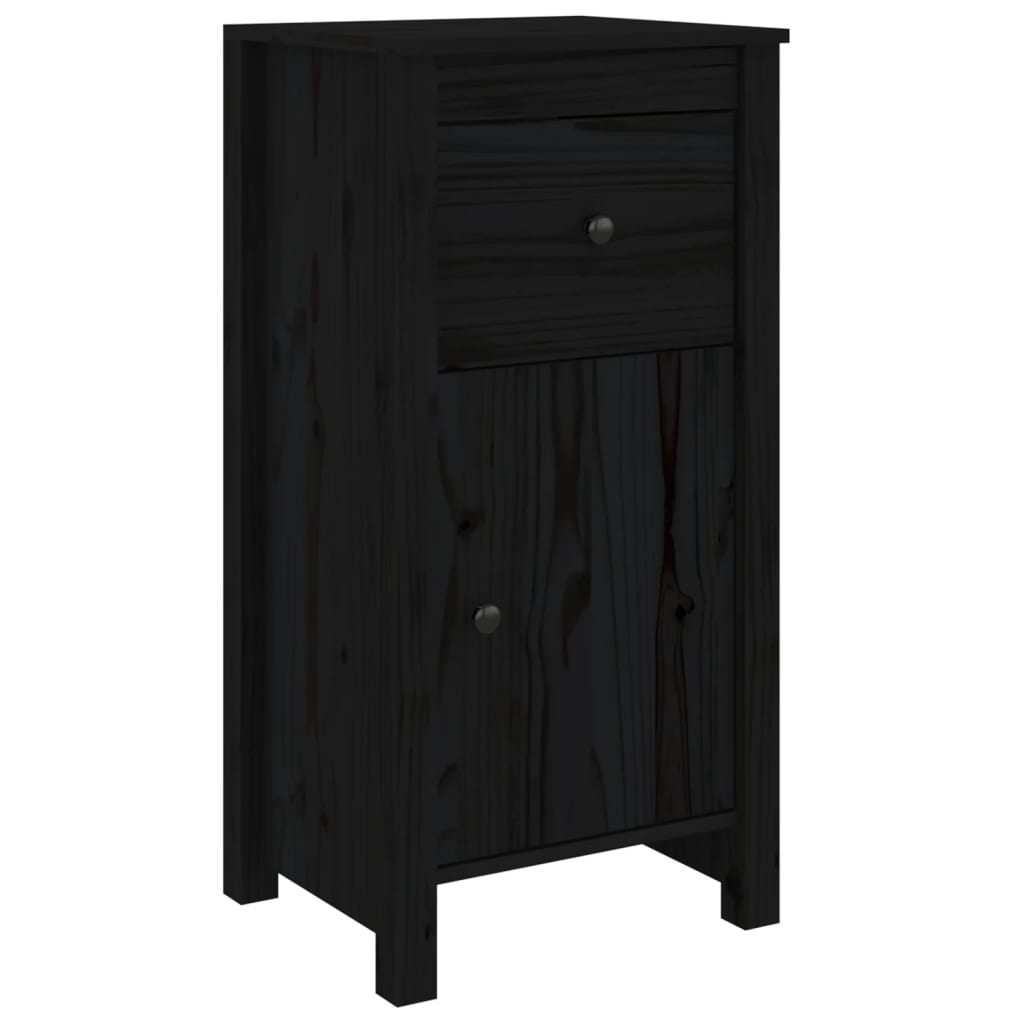 Buffets 2 pcs Noir 40x35x80 cm Bois massif de pin