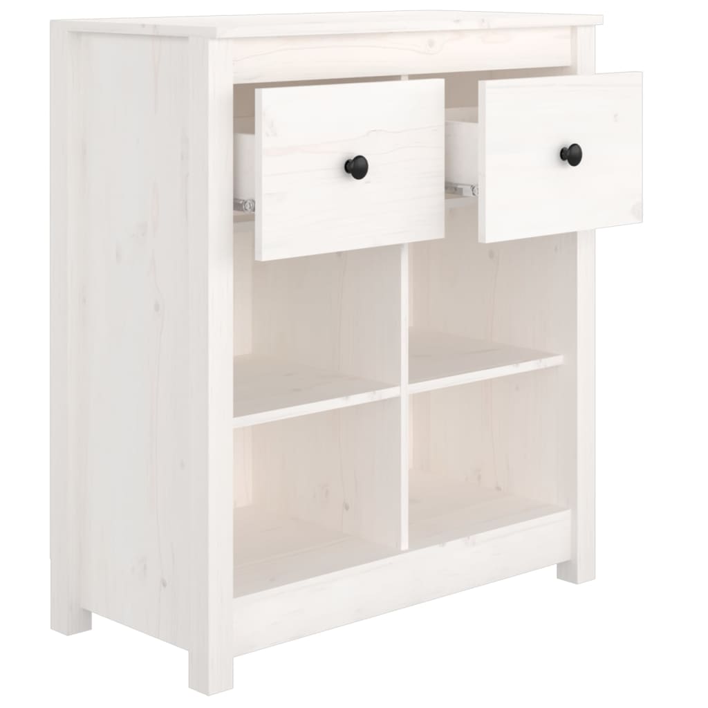 Buffet Blanc 70x35x80 cm Bois massif de pin