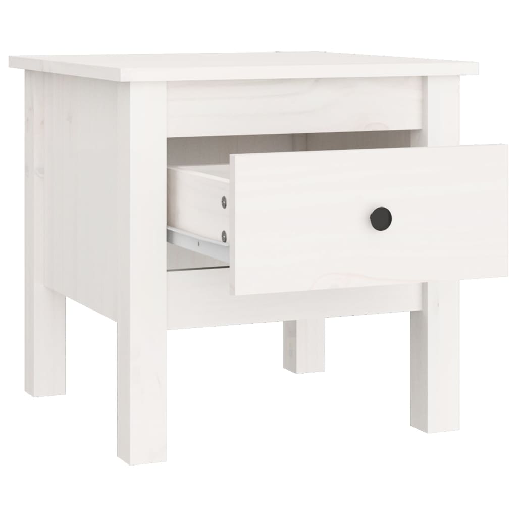 White side table 40x40x39 cm solid pine wood