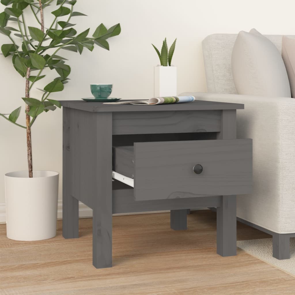 Gray extra table 40x40x39 cm Solid pine wood