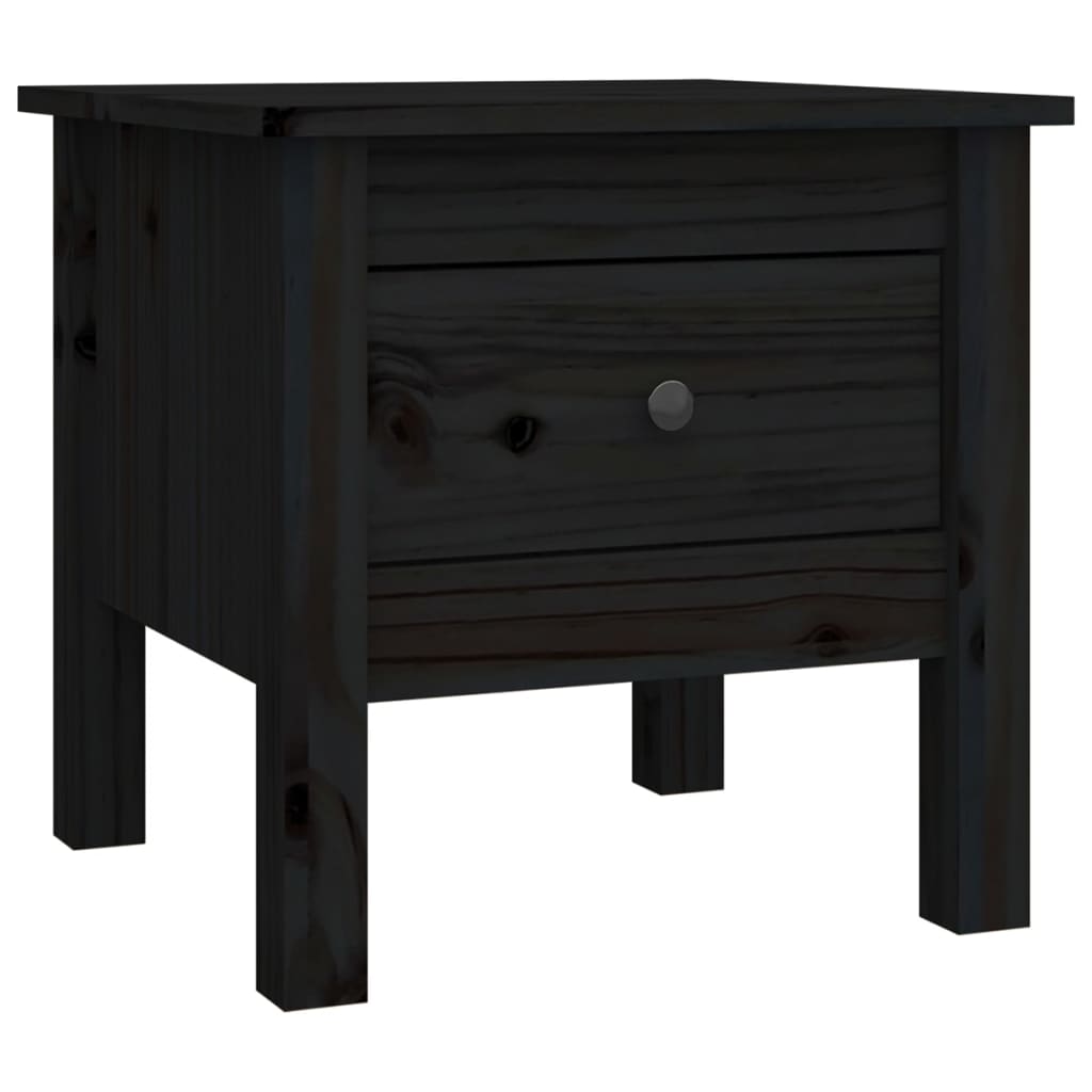 Black side table 40x40x39 cm solid pine wood