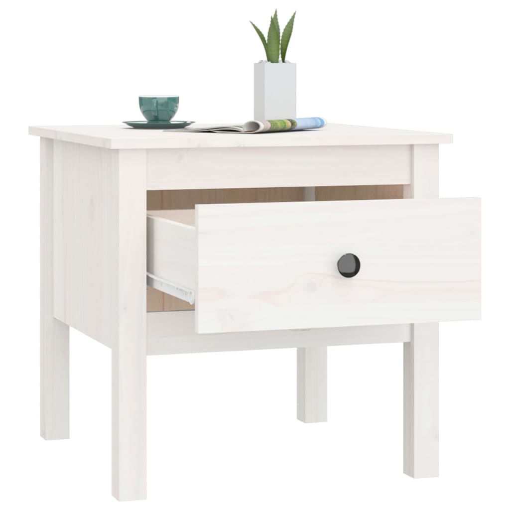 White side table 50x50x49 cm solid pine wood