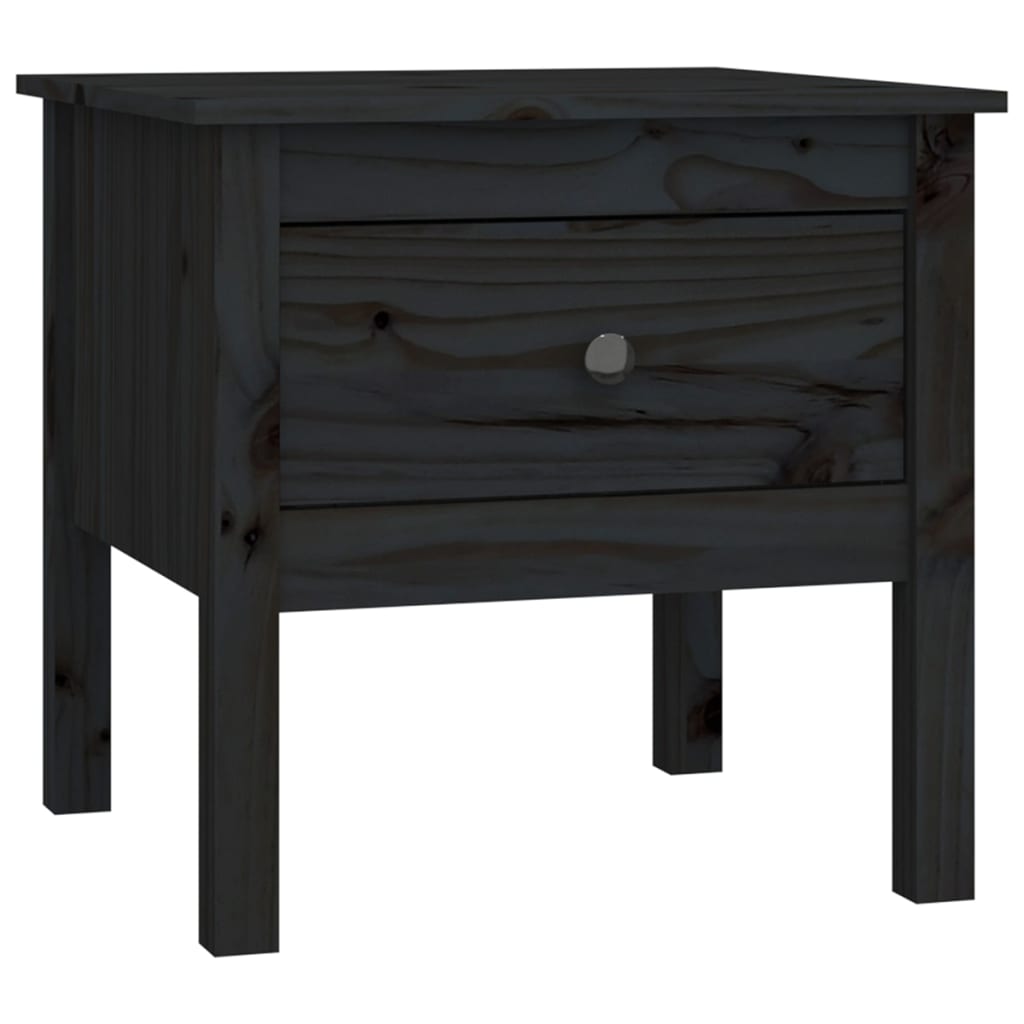 Black extra table 50x50x49 cm solid pine wood