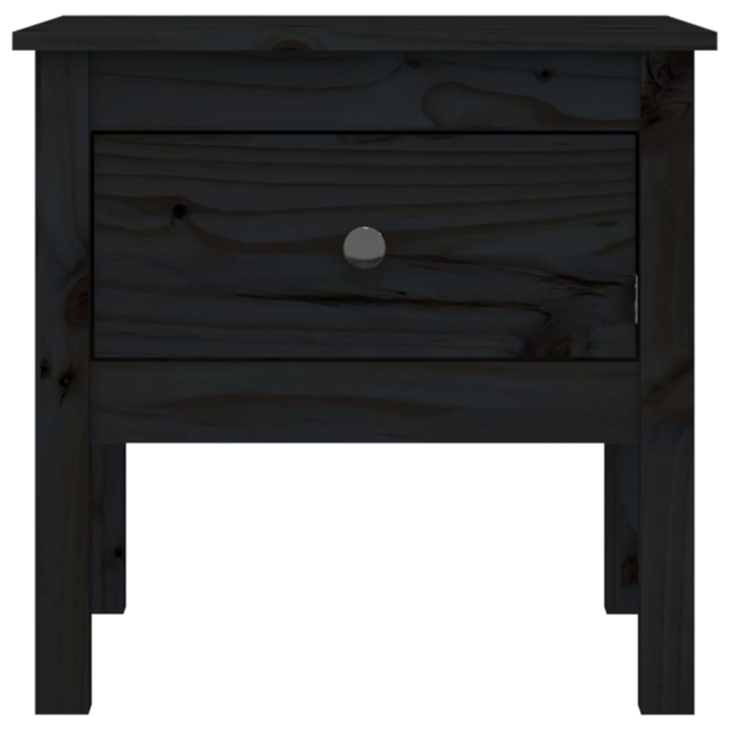 Table d'appoint Noir 50x50x49 cm Bois massif de pin
