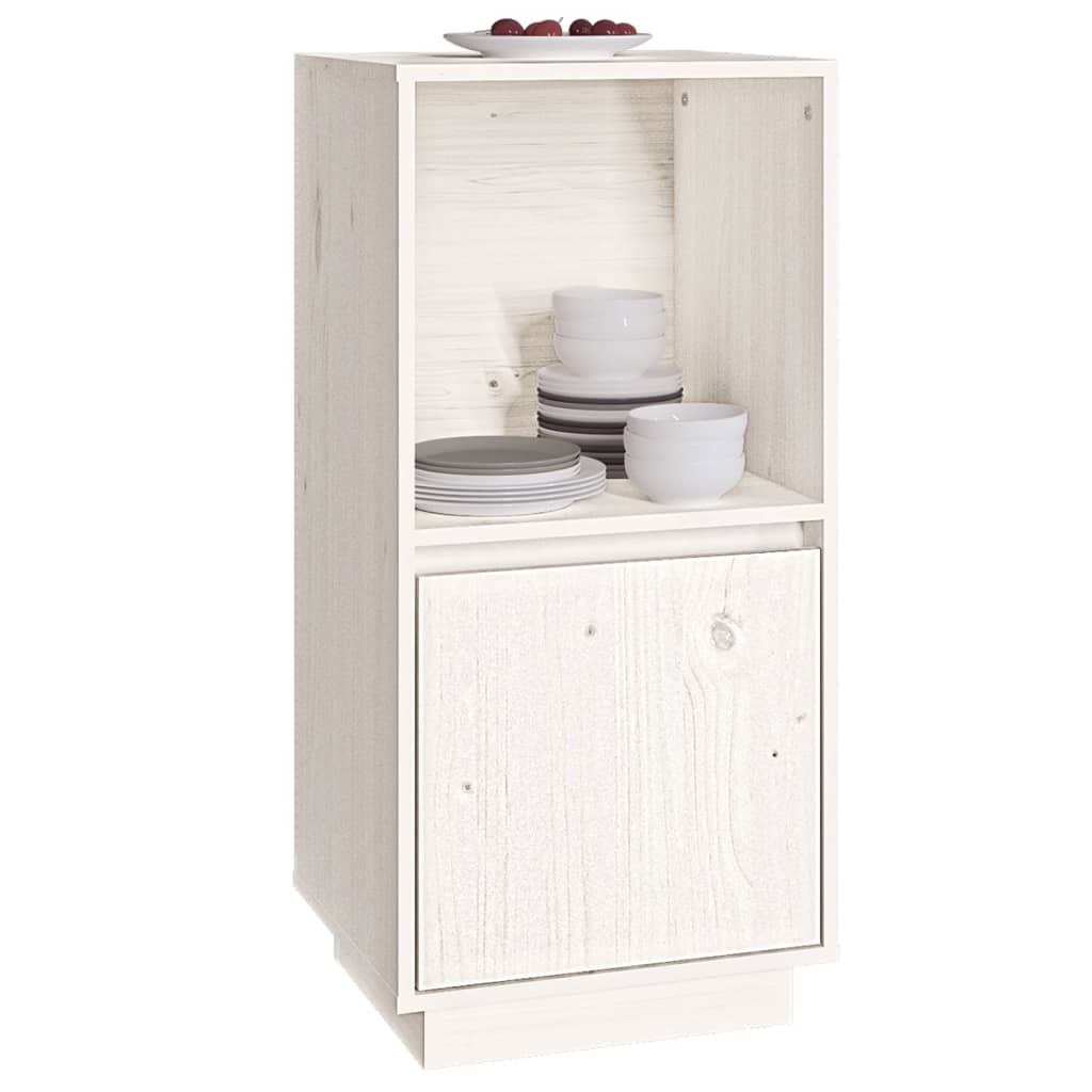 Buffet Blanc 38x35x80 cm Bois massif de pin