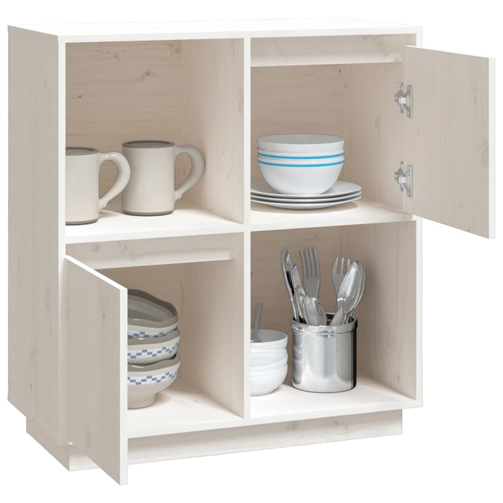 Buffet Blanc 74x35x80 cm Bois massif de pin