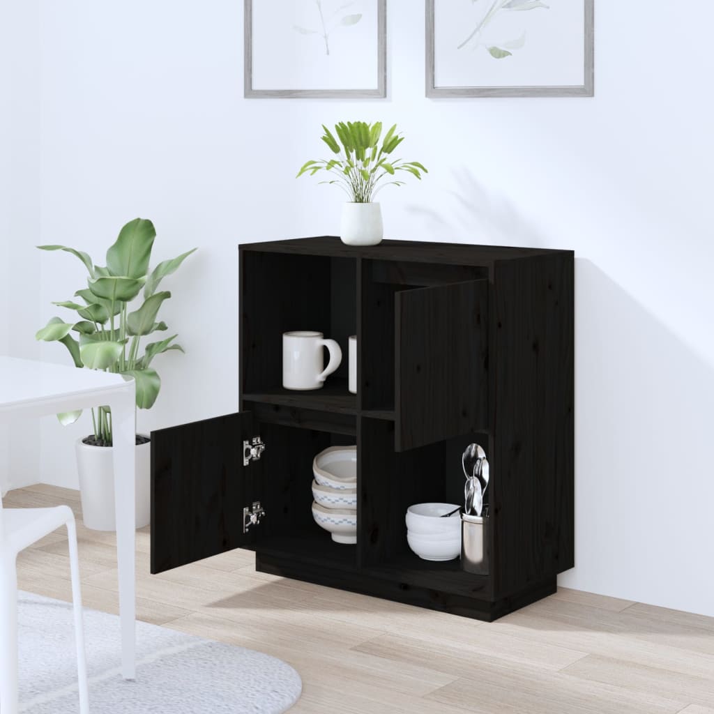 Black buffet 74x35x80 cm solid pine wood