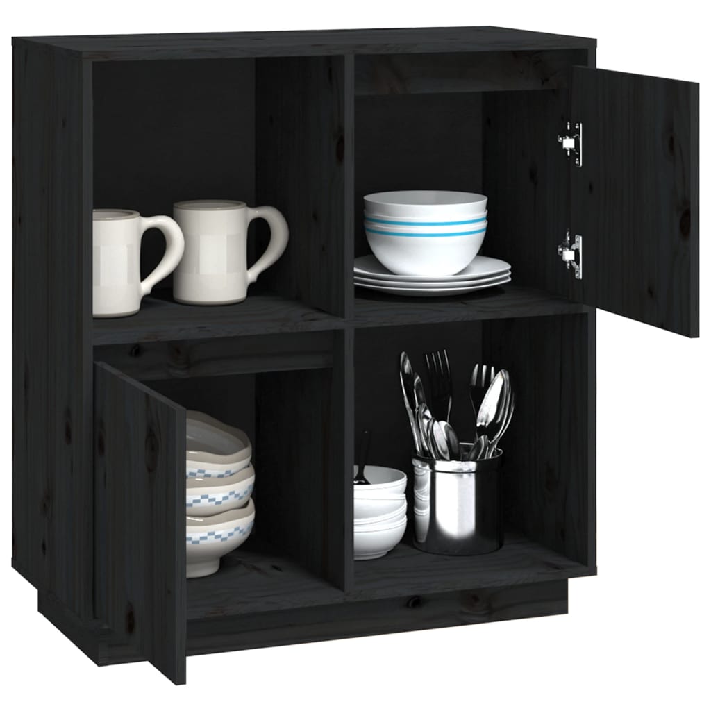 Black buffet 74x35x80 cm solid pine wood