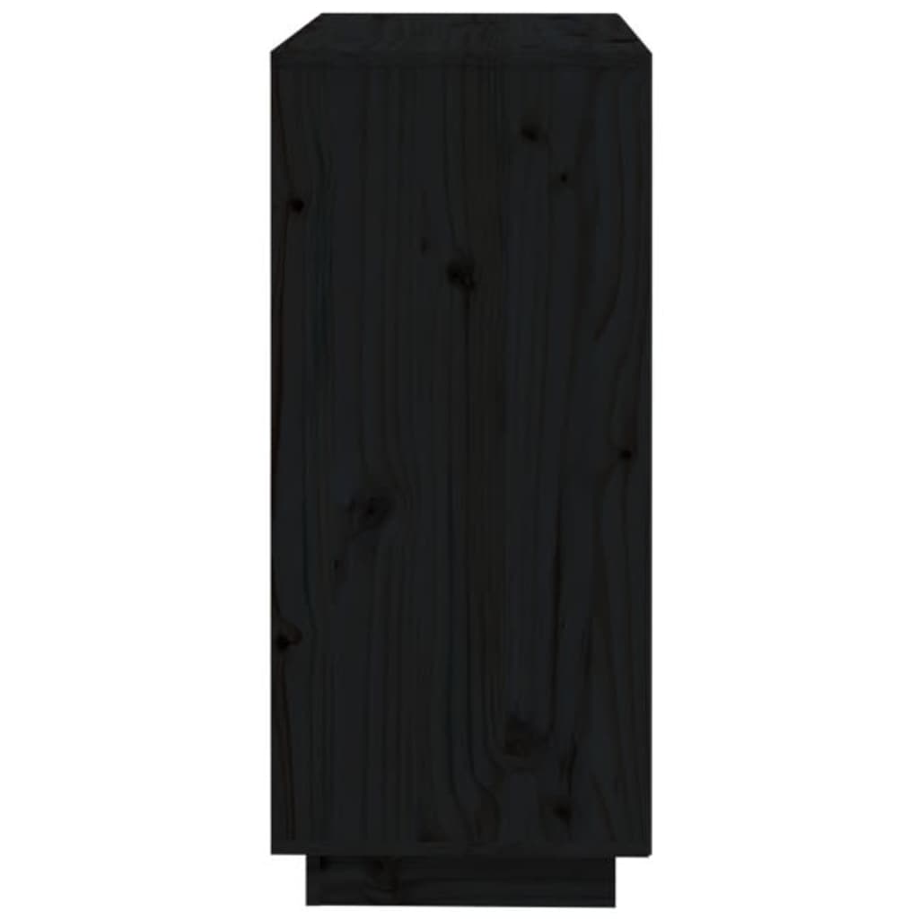 Buffet Noir 74x35x80 cm Bois massif de pin