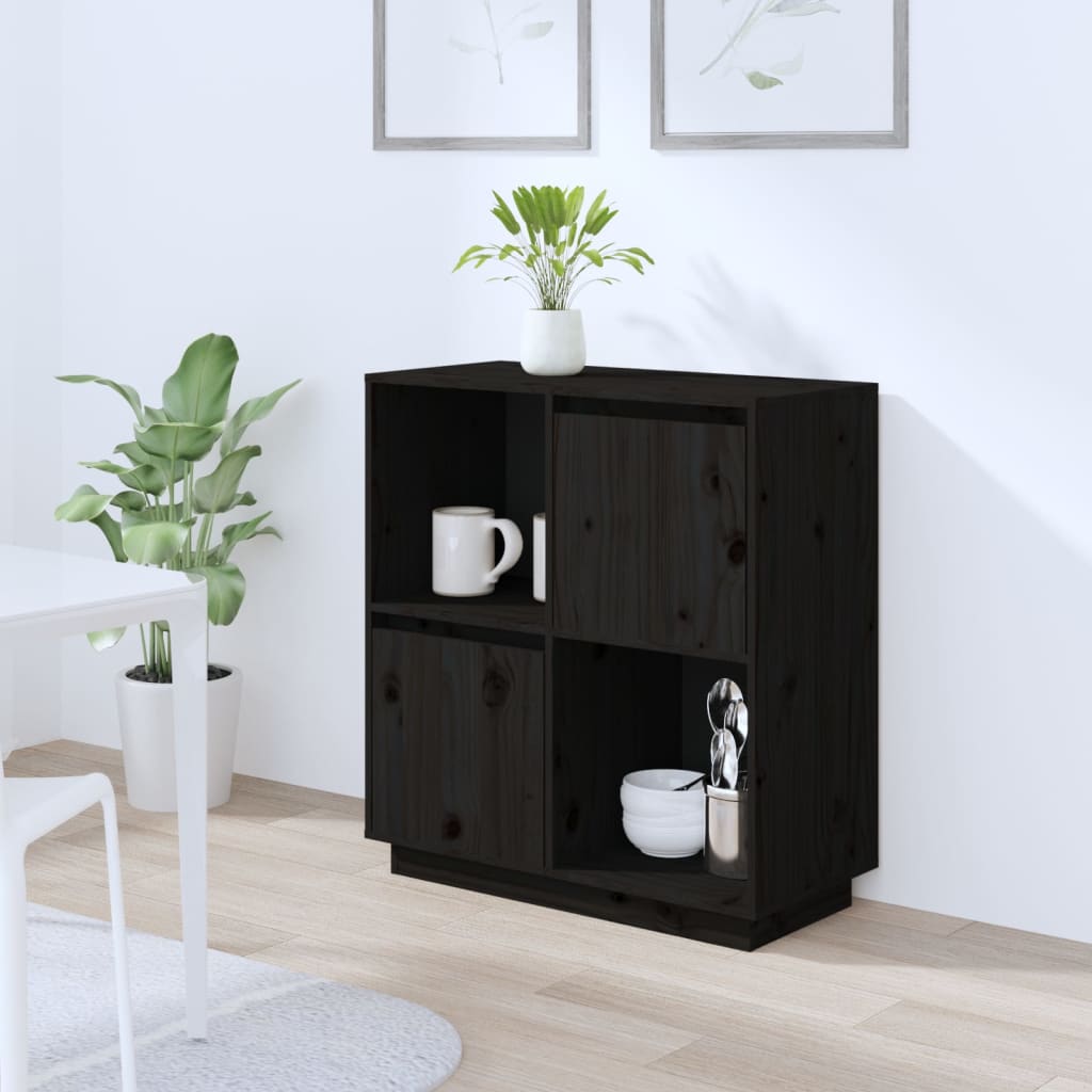 Black buffet 74x35x80 cm solid pine wood