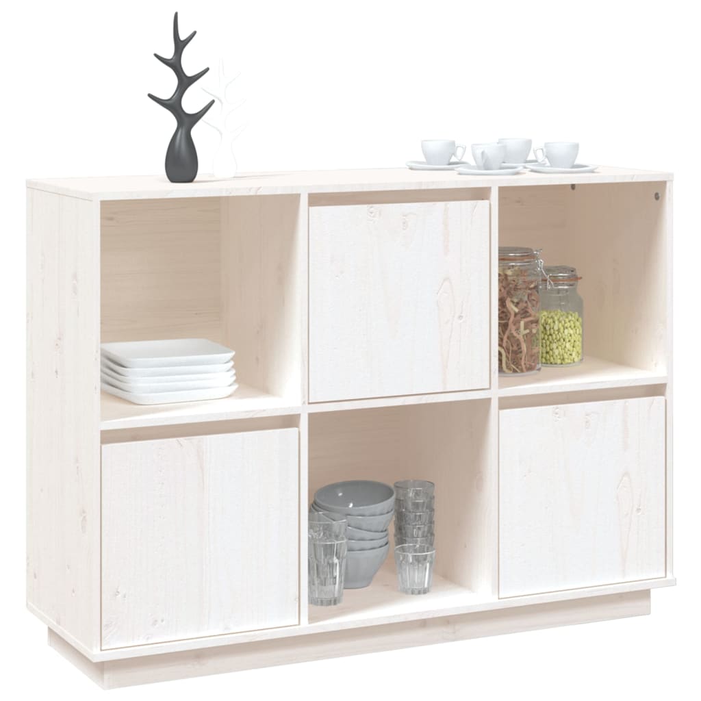 White buffet 110.5x35x80 cm solid pine wood