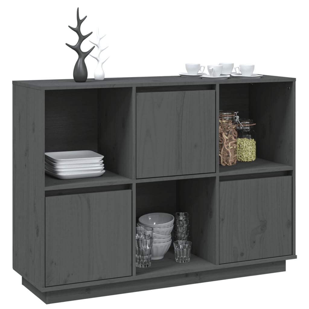 Graues Buffet 110,5x35x80 cm Festkieferholz