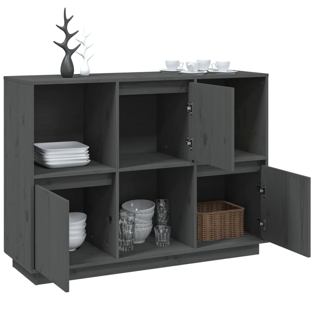 Gray buffet 110.5x35x80 cm Solid pine wood