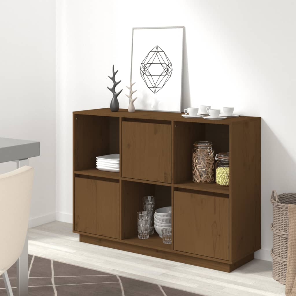 Buffet Marron miel 110.5x35x80 cm Bois massif de pin