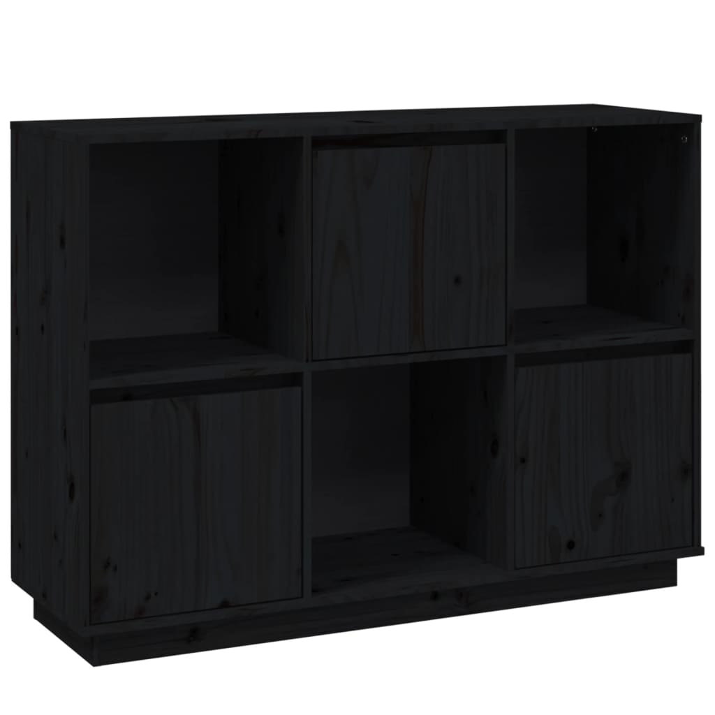 Black buffet 110.5x35x80 cm solid pine wood