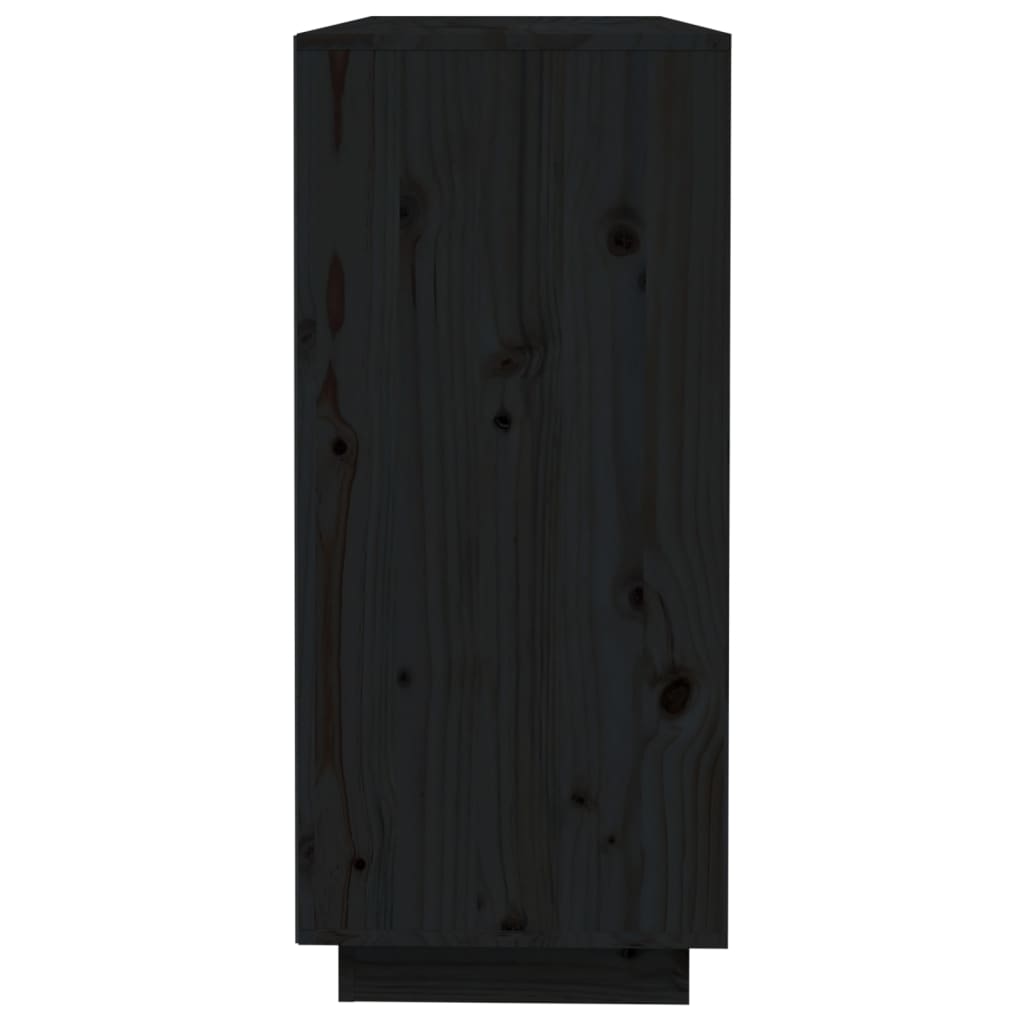 Buffet Noir 110,5x35x80 cm Bois massif de pin