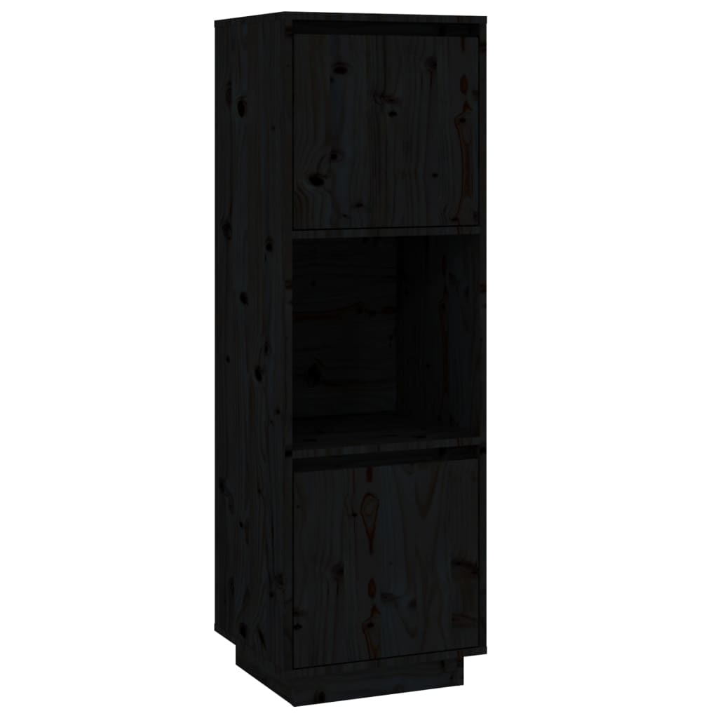 Buffet nero 38x35x117 cm in legno di pino solido