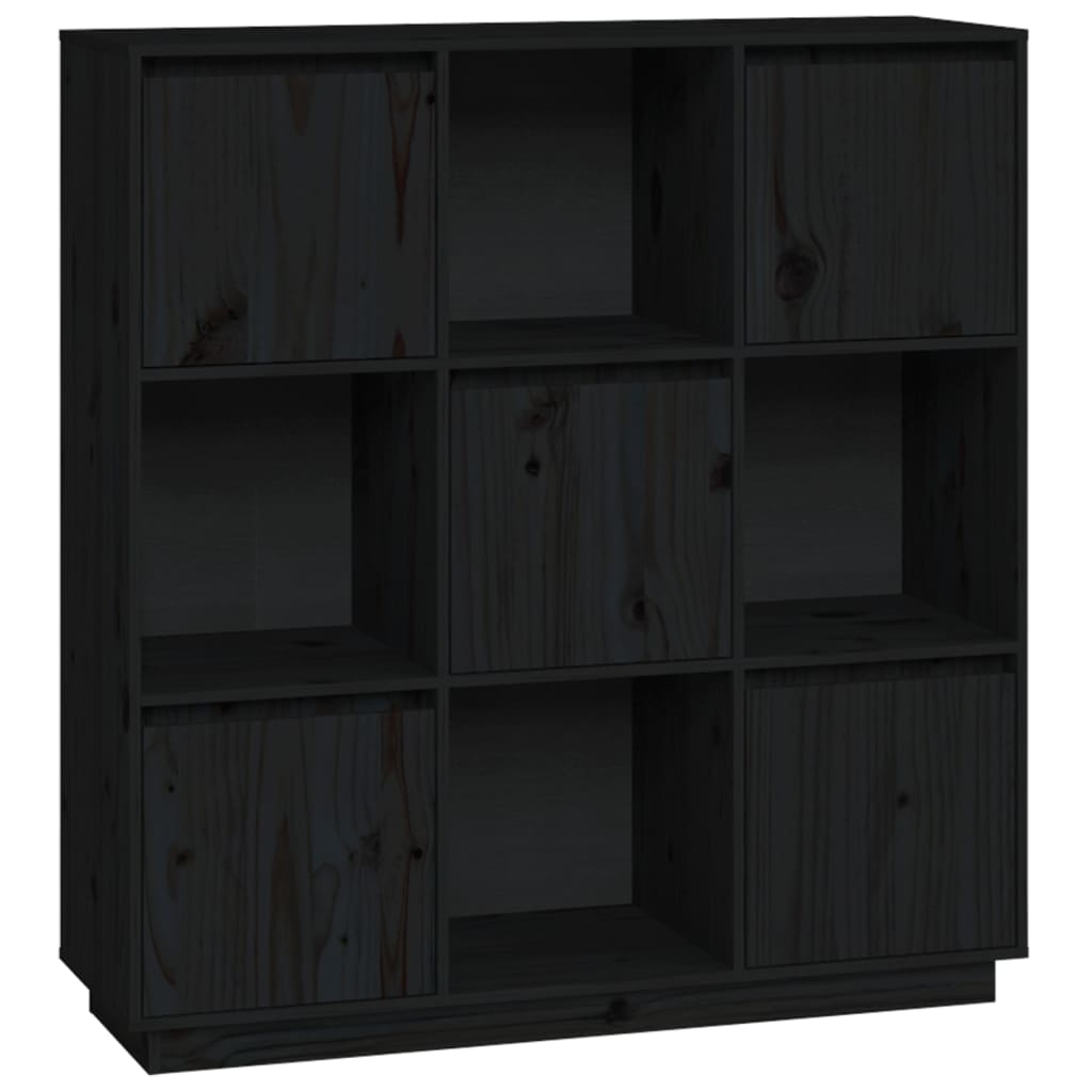 Black buffet 110.5x35x117 cm solid pine wood