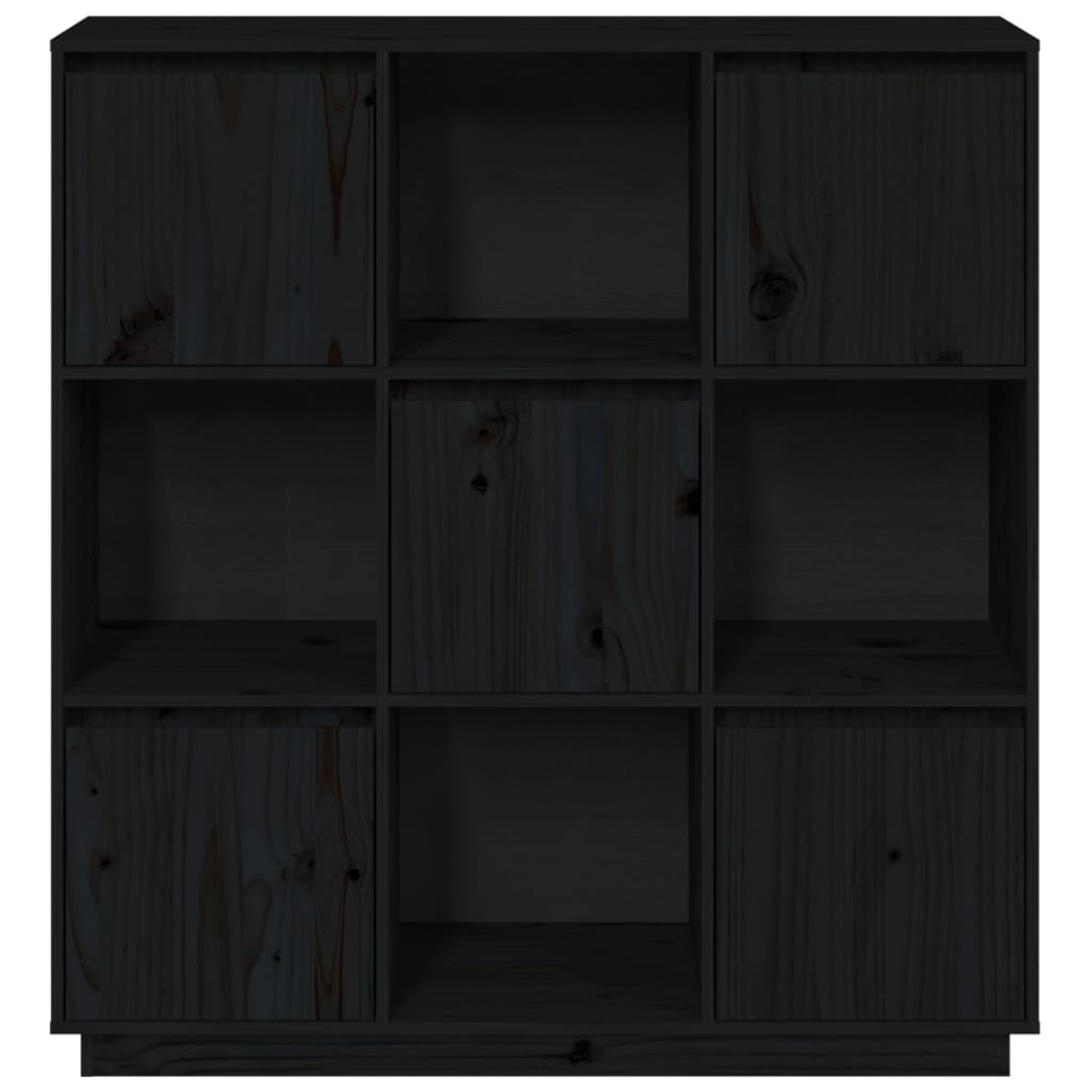 Black buffet 110.5x35x117 cm solid pine wood