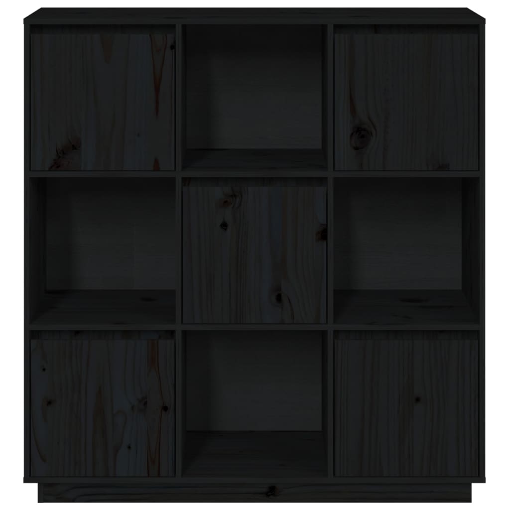 Buffet Noir 110,5x35x117 cm Bois massif de pin