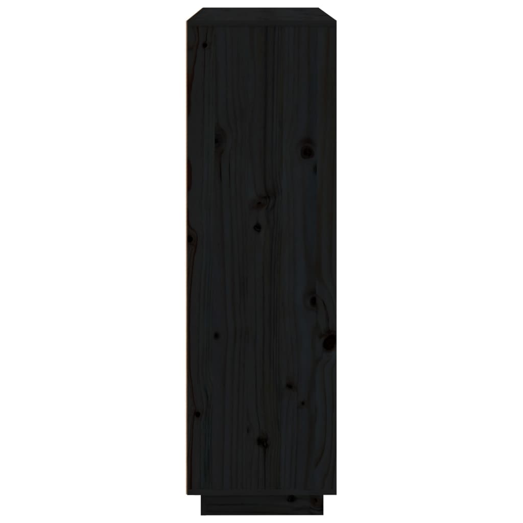 Black buffet 110.5x35x117 cm solid pine wood