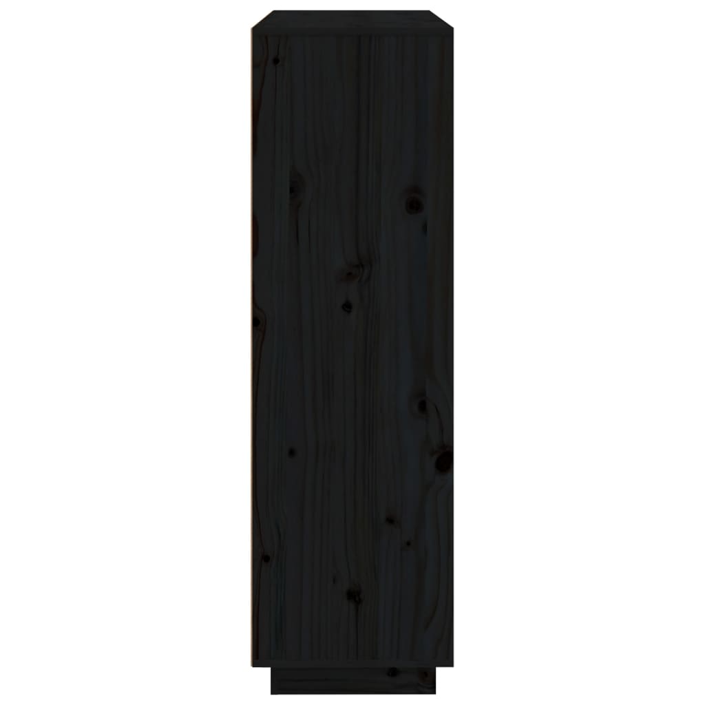 Buffet Noir 110,5x35x117 cm Bois massif de pin