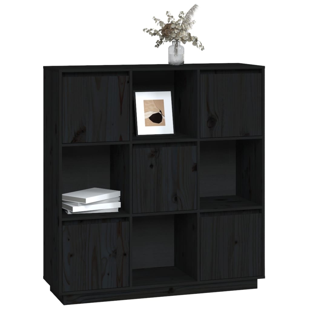 Black buffet 110.5x35x117 cm solid pine wood