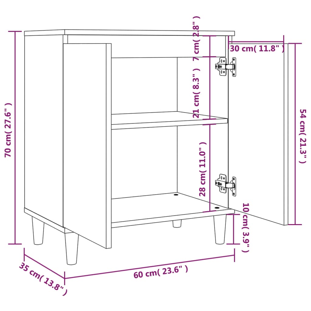 Buffet Chêne marron 60x35x70 cm Bois d'ingénierie