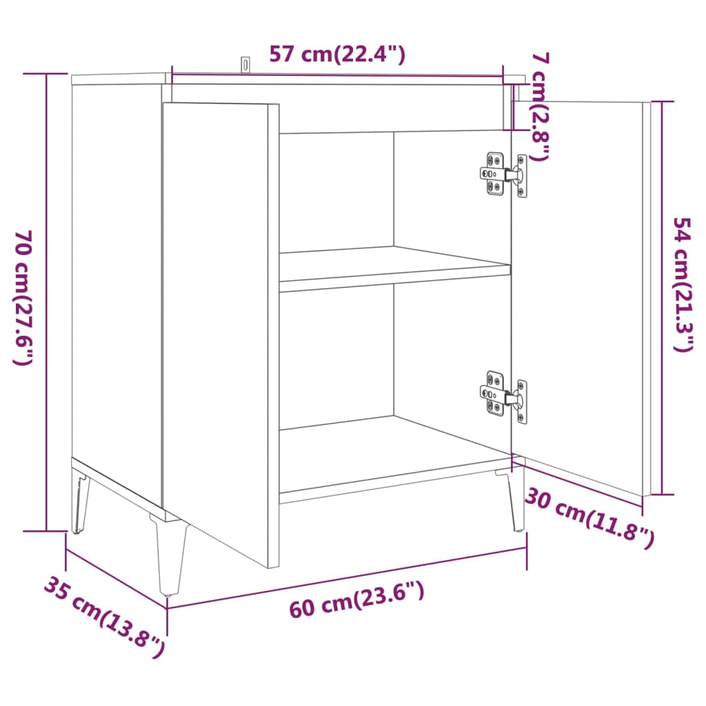 Buffet Chêne fumé 60x35x70 cm Bois d'ingénierie