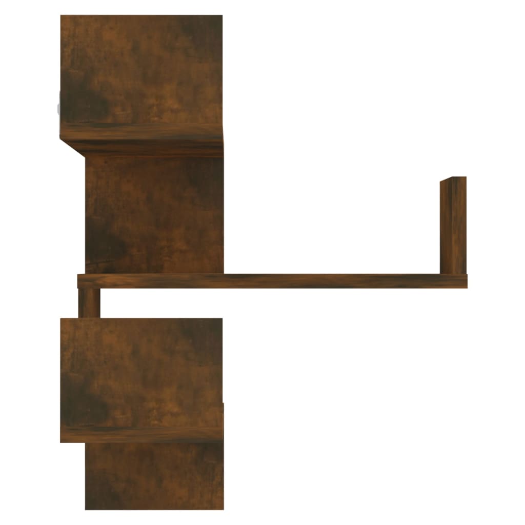 Scaffali angolari a parete 2 pezzi quercia affumicata 40x40x50 cm legno