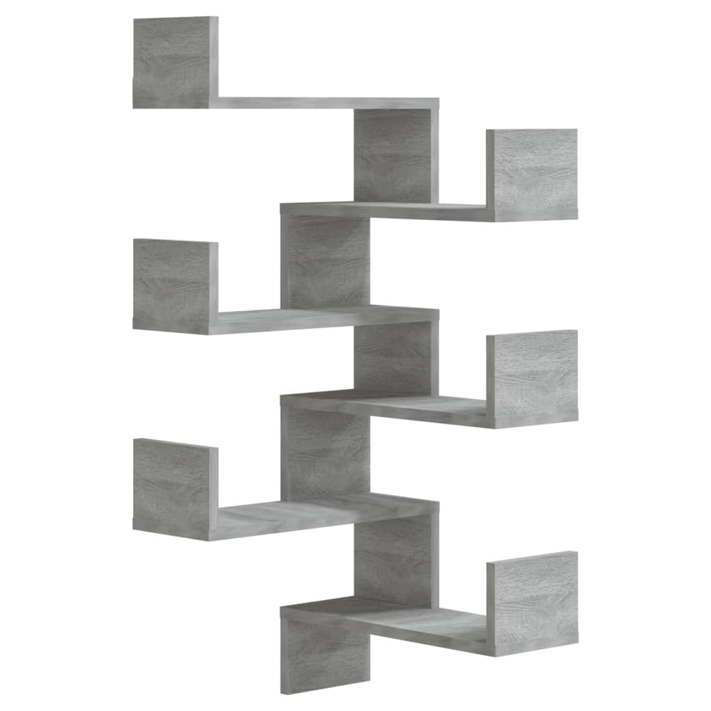 2 PCs Sonoma Grey Wall Regale 40x40x50 cm Holz